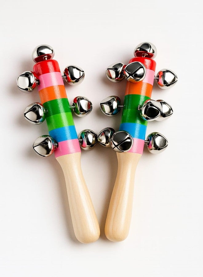 SMILE BABY Colorful Wooden Rainbow Baby Handle Jingle Bell Rattle Toys jhun jhuna (GOONGRA-2) - Image 1